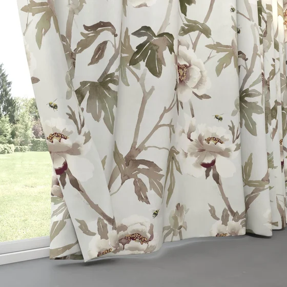 Photo of the fabric Peonia Duckegg swatch by Mokum. Use for Curtains, Accessory. Style of Floral And Botannical, Print