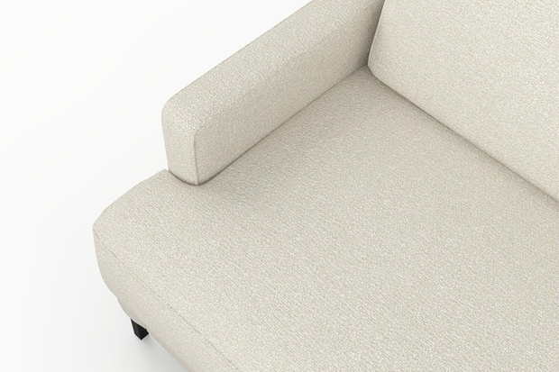 Photo of the fabric Grain Marshmallow swatch by Mokum. Use for Upholstery, Accessory, Top of Bed. Style of Plain, Texture
