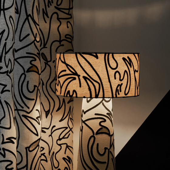 Photo of the fabric Anamorphose 4981 4981 0195 swatch by Casamance. Use for Curtains, Accessory. Style of Abstract, Embroidery