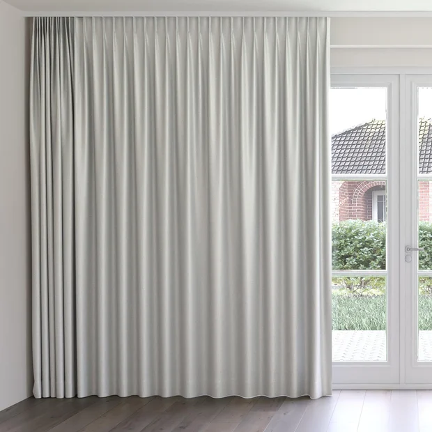 Photo of the fabric Kennedy II Blackout Frost swatch by James Dunlop. Use for Curtains. Style of Plain, Texture