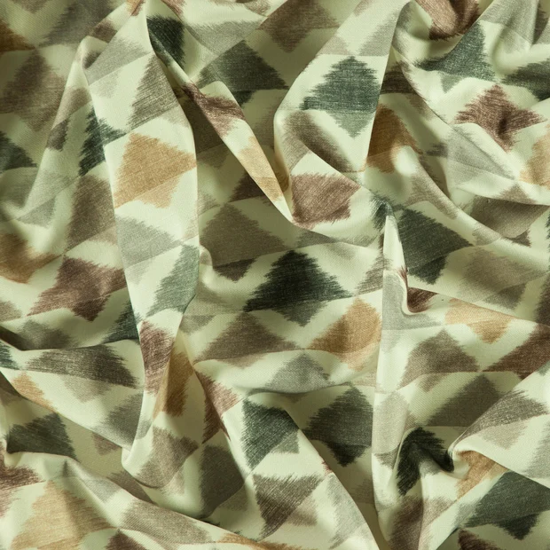 Photo of the fabric Ambre Sandstone swatch by Zepel. Use for Curtains, Upholstery Light Duty, Accessory, Top of Bed. Style of Geometric, Print