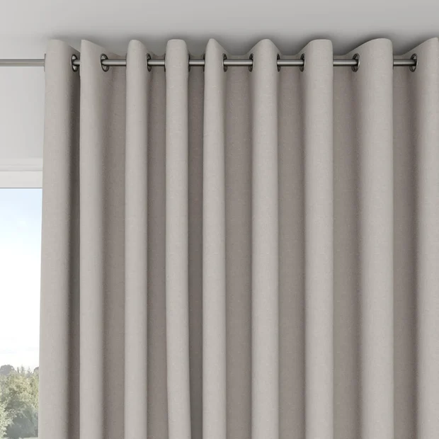 Photo of the fabric Obi Stonewash Stone swatch by Mokum. Use for Curtains, Upholstery Light Duty, Accessory, Top of Bed. Style of Plain, Texture