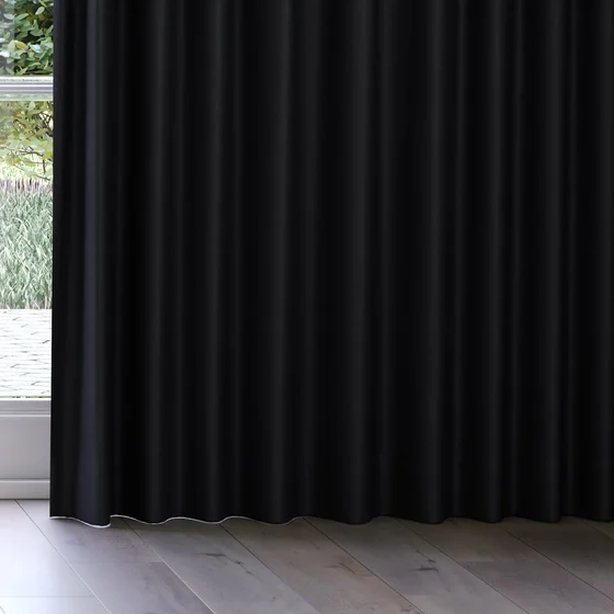 Photo of the fabric Dream Weaver 300 Onyx swatch by James Dunlop. Use for Curtains. Style of Dim Out, Plain