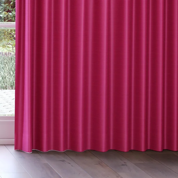Photo of the fabric Luxe Magenta swatch by James Dunlop Essentials. Use for Curtains, Accessory, Top of Bed. Style of Plain, Texture