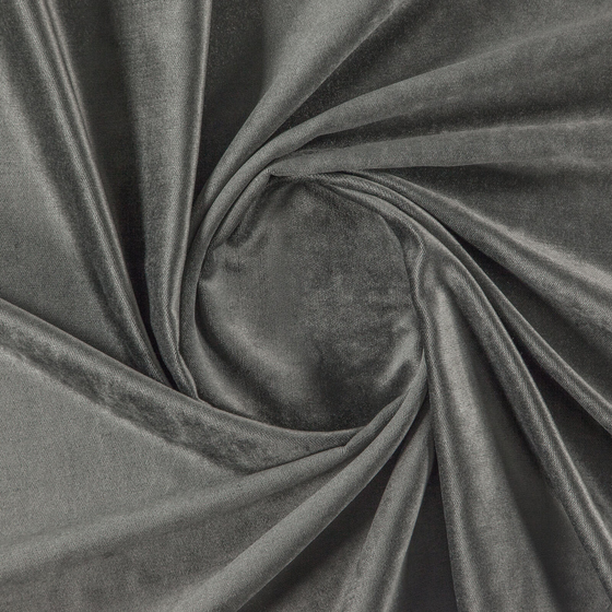 Photo of the fabric Monte Carlo Charcoal swatch by Zepel. Use for Curtains, Upholstery, Accessory, Top of Bed. Style of Plain, Velvet