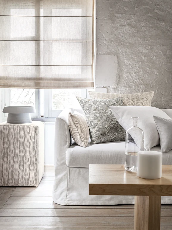 Photo of the fabric Bora 4426 4426 0497 in situ by Casamance. Use for Curtains. Style of Plain