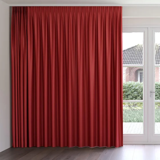 Photo of the fabric Stallion 2 Blackout Vino swatch by James Dunlop Essentials. Use for Curtains. Style of Plain, Texture