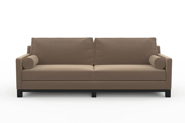 Photo of the fabric Vienna Mink swatch by James Dunlop. Use for Curtains, Upholstery, Accessory. Style of Plain, Velvet