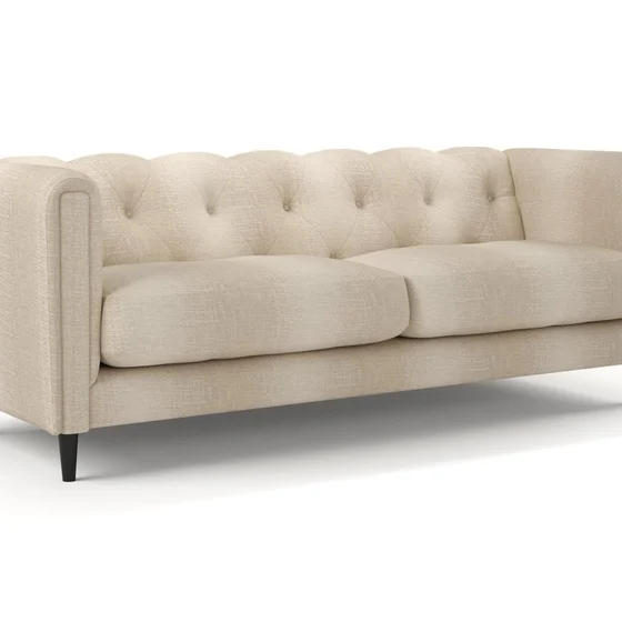 Photo of the fabric Maxime Sand swatch by James Dunlop. Use for Upholstery, Accessory. Style of Stripe, Texture