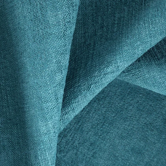 Photo of the fabric Quest Teal swatch by Zepel. Use for Curtains, Upholstery, Accessory, Top of Bed. Style of Chenille, Plain
