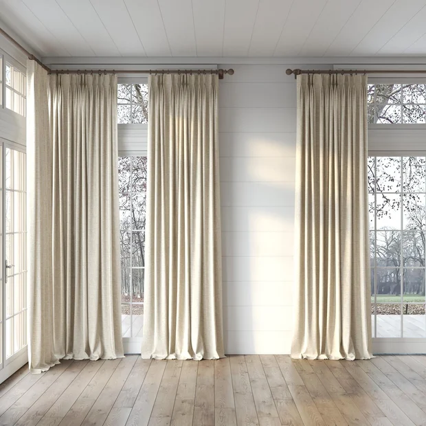 Photo of the fabric Dryland Nougat swatch by James Dunlop Essentials. Use for Curtains, Accessory. Style of Plain, Texture