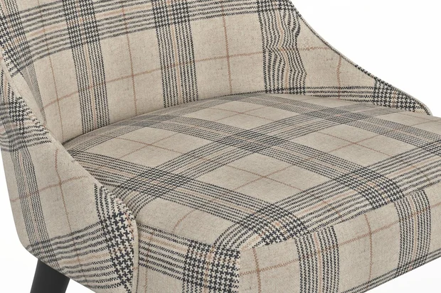 Photo of the fabric Jinda Natural swatch by James Dunlop. Use for Upholstery, Accessory, Top of Bed. Style of Checks, Texture