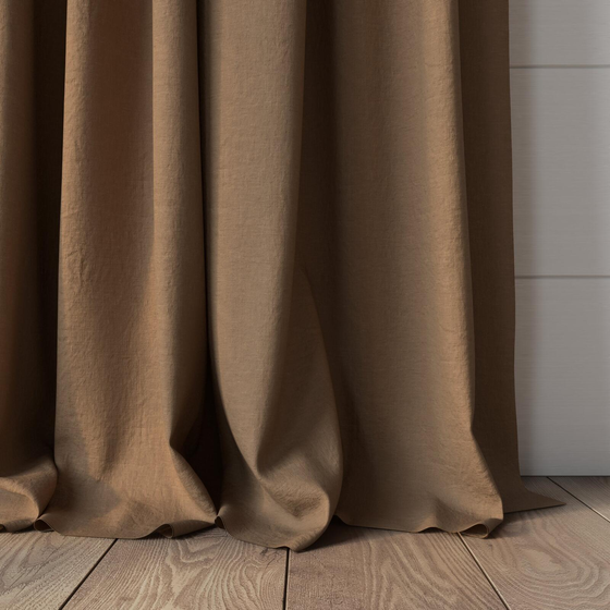 Photo of the fabric Satori Stonewash Copper swatch by Mokum. Use for Curtains, Upholstery Light Duty, Accessory, Top of Bed. Style of Plain, Texture