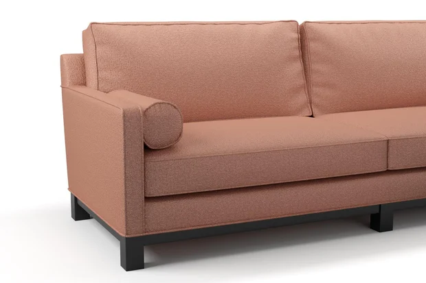 Photo of the fabric Airlie Coral swatch by James Dunlop. Use for Upholstery, Accessory. Style of Plain, Texture