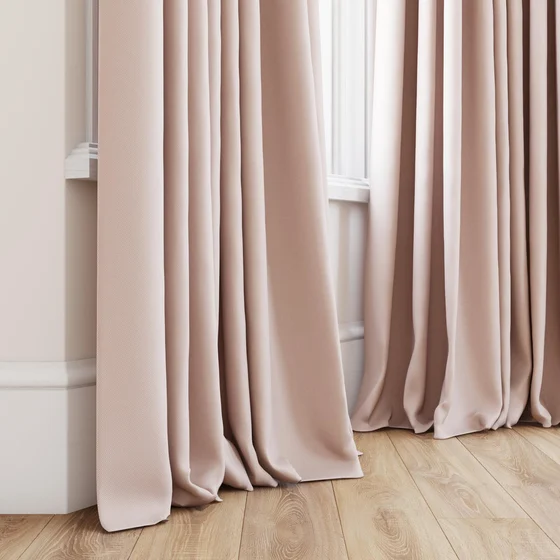Photo of the fabric Oakley FR Blush swatch by James Dunlop. Use for Curtains. Style of Plain, Texture