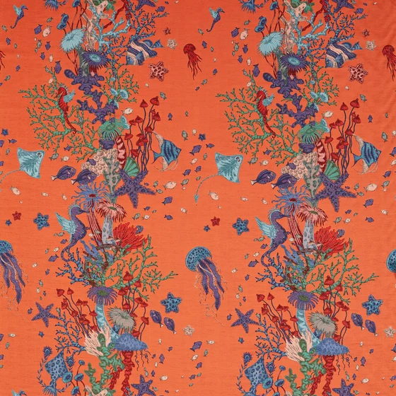 Photo of the fabric Seaforest Jacquard F1761 2 swatch by Clarke & Clarke. Use for Curtains. Style of Animals And Birds, Jacquard