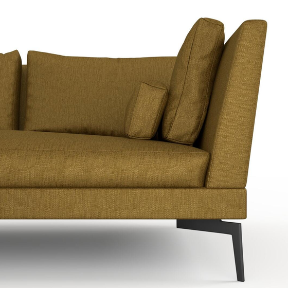Photo of the fabric Pandanus Ochre swatch by Mokum. Use for Upholstery. Style of Plain, Taffeta