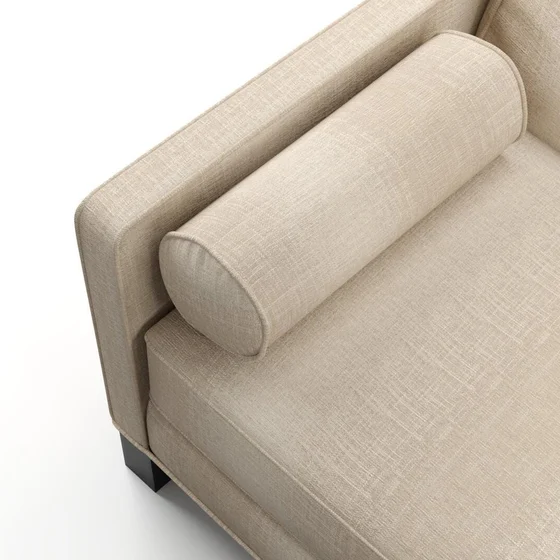 Photo of the fabric Maxime Sand swatch by James Dunlop. Use for Upholstery, Accessory. Style of Stripe, Texture