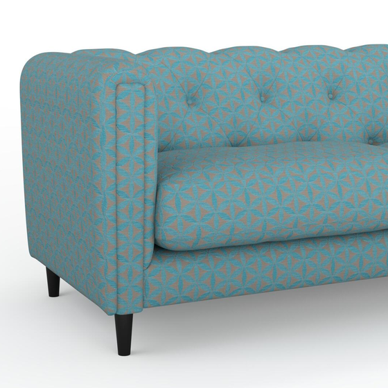 Photo of the fabric Tapa Aqua swatch by James Dunlop. Use for Upholstery, Accessory. Style of Geometric