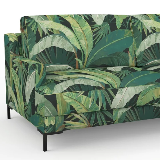 Photo of the fabric Tropicalia Midnight swatch by Catherine Martin by Mokum. Use for Upholstery, Accessory. Style of Floral And Botannical, Print