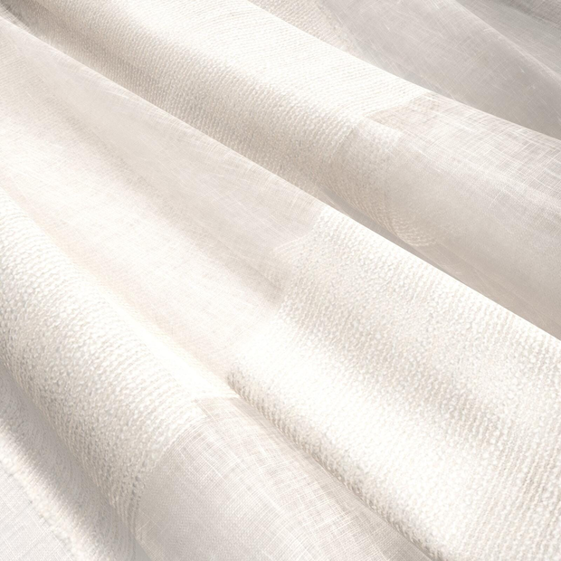 Photo of the fabric Quadrata Ivory swatch by Mokum. Use for Sheer Curtains. Style of Geometric, Sheer