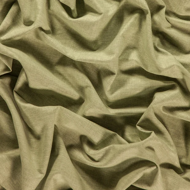 Photo of the fabric Navarra Linden swatch by Zepel. Use for Curtains, Upholstery, Accessory, Top of Bed. Style of Plain, Taffeta