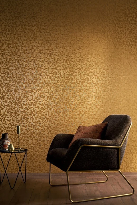 Photo of the fabric Tiznit Wp 7440 7440 0344 in situ by Casamance. Use for Wall Covering. Style of Geometric, Texture