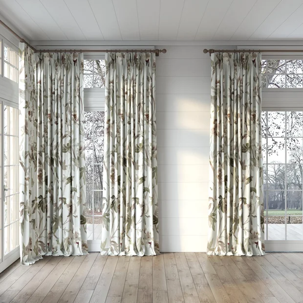 Photo of the fabric Peonia Duckegg swatch by Mokum. Use for Curtains, Accessory. Style of Floral And Botannical, Print