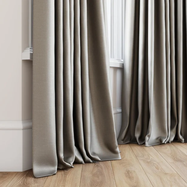 Photo of the fabric Stallion 2 UC Fossil swatch by James Dunlop Essentials. Use for Curtains, Accessory. Style of Plain, Texture