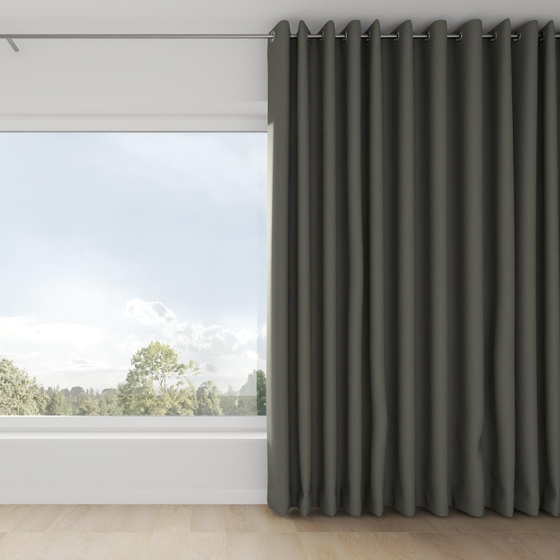 Photo of the fabric Satori Stonewash Riverstone swatch by Mokum. Use for Curtains, Upholstery Light Duty, Accessory, Top of Bed. Style of Plain, Texture