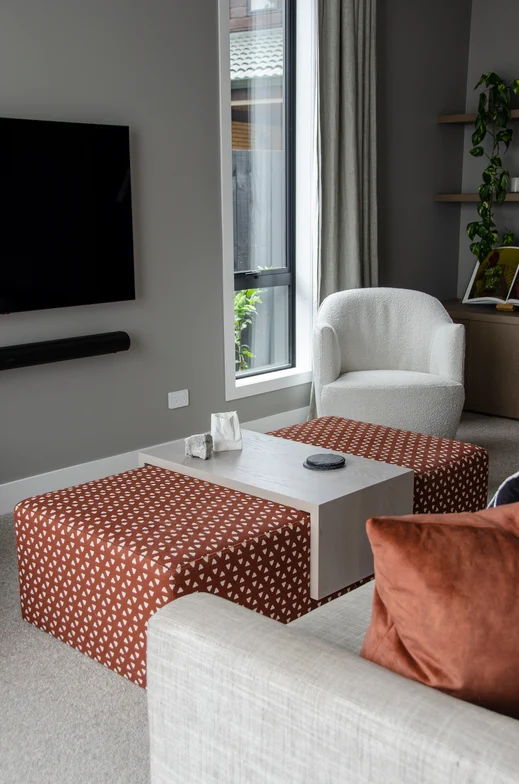 Ottoman in Samurai colour Burnt Orange by Mokum