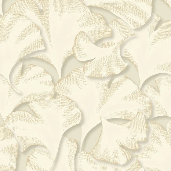 Photo of the fabric Biloba Wallpaper 8624 8624 12 12 swatch by Casadeco. Use for Wall Covering. Style of Floral And Botannical