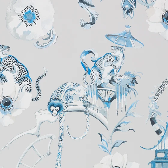 Photo of the fabric Euphoria W448 05 swatch by Romo. Use for Wall Covering. Style of Floral And Botannical