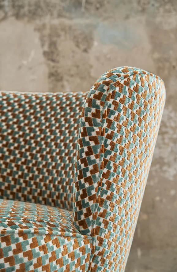Photo of the fabric Baker Street 4852 4852 0314 in situ by Casamance. Use for Upholstery, Accessory. Style of Geometric, Velvet
