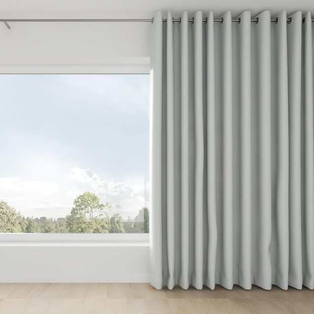 Photo of the fabric Satori Stonewash Silver Birch swatch by Mokum. Use for Curtains, Upholstery Light Duty, Accessory, Top of Bed. Style of Plain, Texture