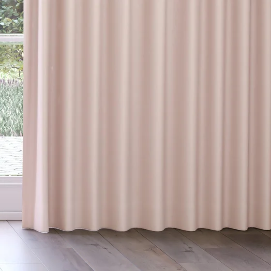 Photo of the fabric Oakley FR Blush swatch by James Dunlop. Use for Curtains. Style of Plain, Texture