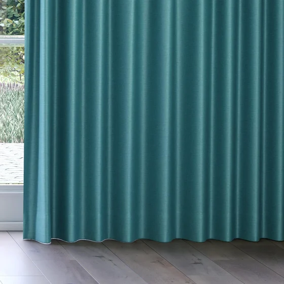 Photo of the fabric Provence Peacock swatch by James Dunlop Essentials. Use for Curtains, Upholstery, Accessory, Top of Bed. Style of Plain, Texture
