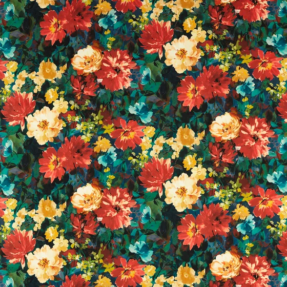 Photo of the fabric Tahiti Outdoor F1674 2 swatch by Clarke & Clarke. . Style of Floral And Botannical, Taffeta