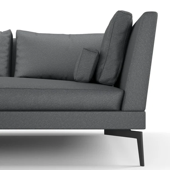Photo of the fabric Como Slate swatch by Mokum. Use for Upholstery, Accessory. Style of Plain, Texture