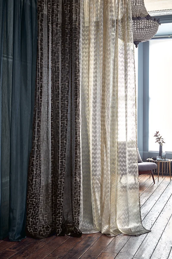 Photo of the fabric Jali FR V3281 01 in situ by Villa Nova. Use for Sheer Curtains. Style of Plain, Sheer