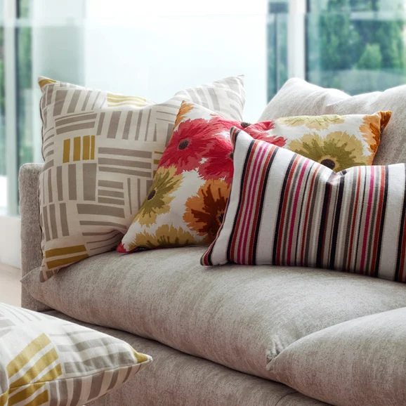 Photo of the fabric Veranda Antique in situ by Mokum. Use for Upholstery, Accessory. Style of Plain, Texture