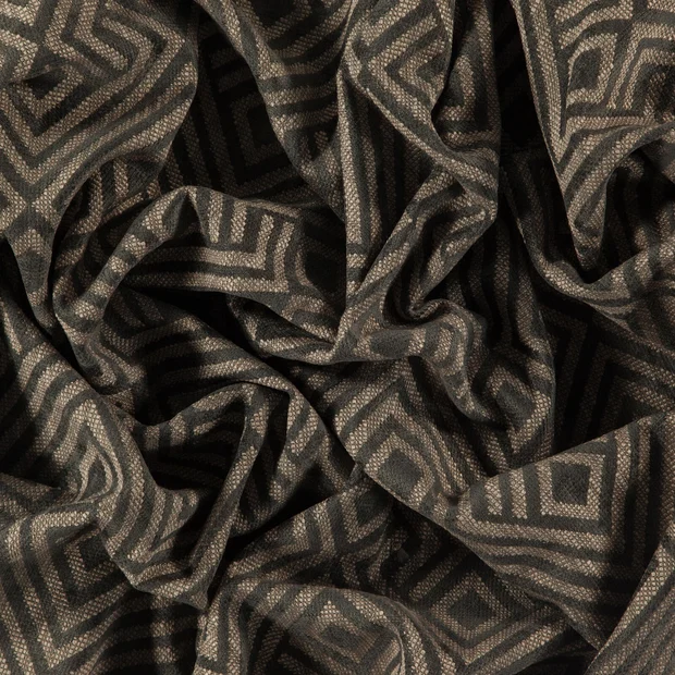 Photo of the fabric Lucie Coin swatch by Zepel FibreGuard. Use for Curtains, Upholstery, Accessory, Top of Bed. Style of Geometric, Jacquard