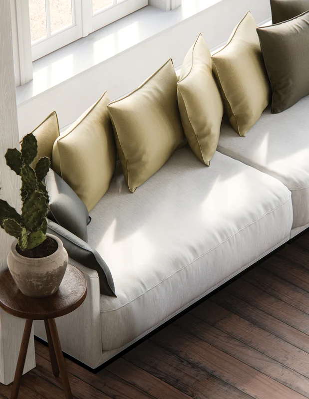 Photo of the fabric Keystone Griffin in situ by James Dunlop FibreGuard. Use for Curtains, Upholstery, Accessory, Top of Bed. Style of Plain, Texture
