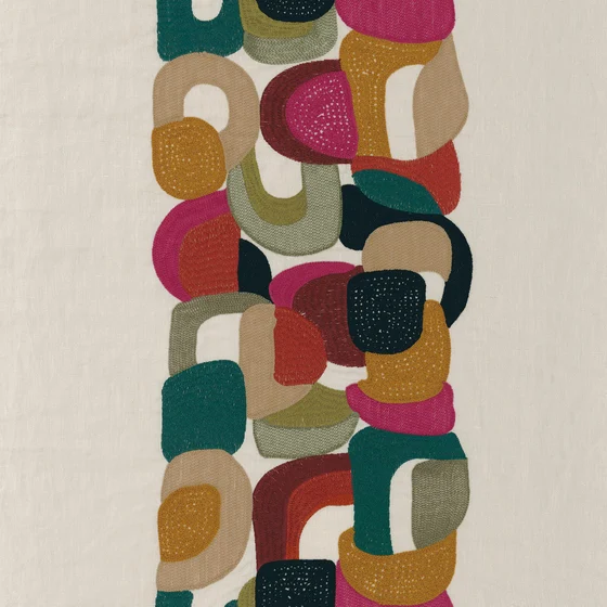 Photo of the fabric Convoitise 4519 4519 0311 swatch by Casamance. Use for Curtains, Accessory. Style of Embroidery, Geometric