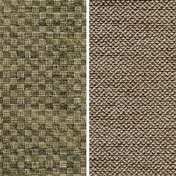 Panie colour Flax and Vomo colour Lava by Mokum