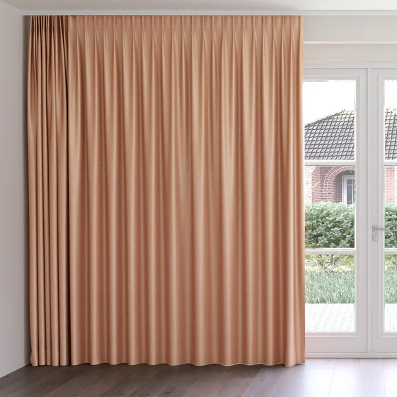 Photo of the fabric Luxe Salmon swatch by James Dunlop Essentials. Use for Curtains, Accessory, Top of Bed. Style of Plain, Texture