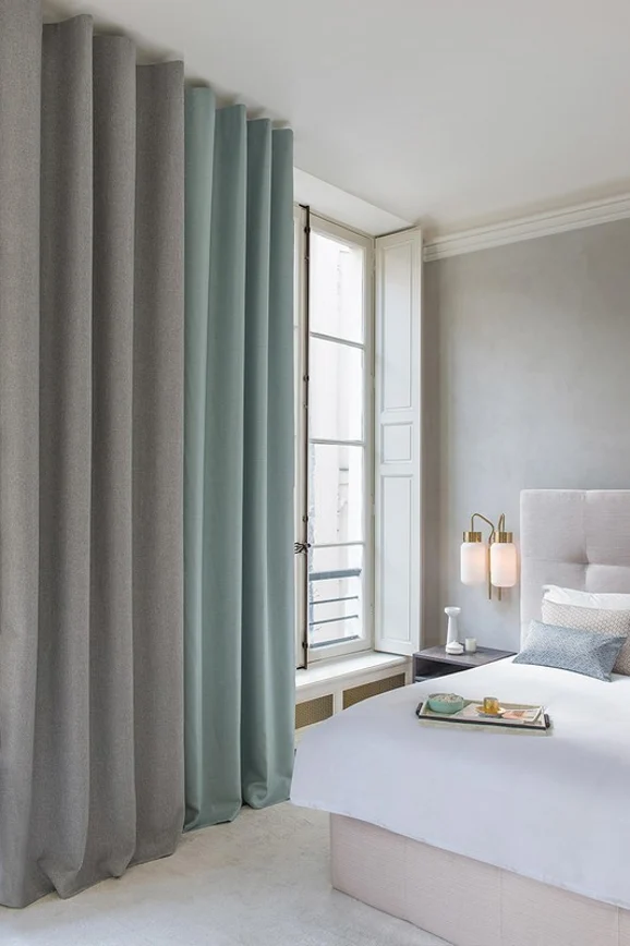 Photo of the fabric Anunnaki Rattan in situ by FR-One. Use for Curtains, Accessory. Style of Dim Out, Plain