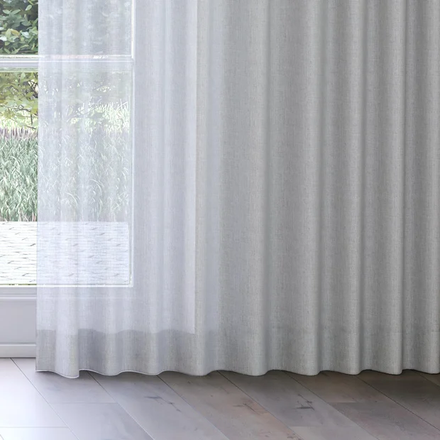 Photo of the fabric Monsoon Basalt swatch by Mokum. Use for Sheer Curtains. Style of Plain, Sheer