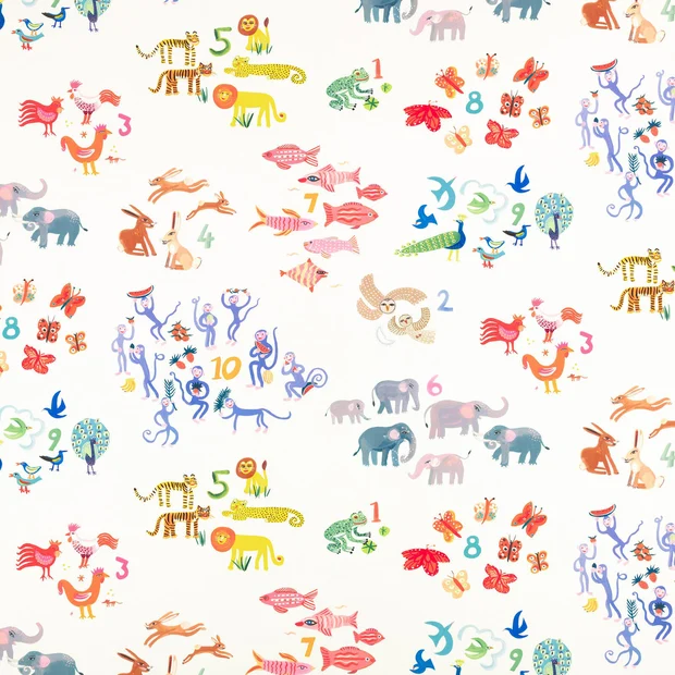 Photo of the fabric One, Two, Three V3614 01 swatch by Villa Nova. Use for Curtains. Style of Animals And Birds, Print