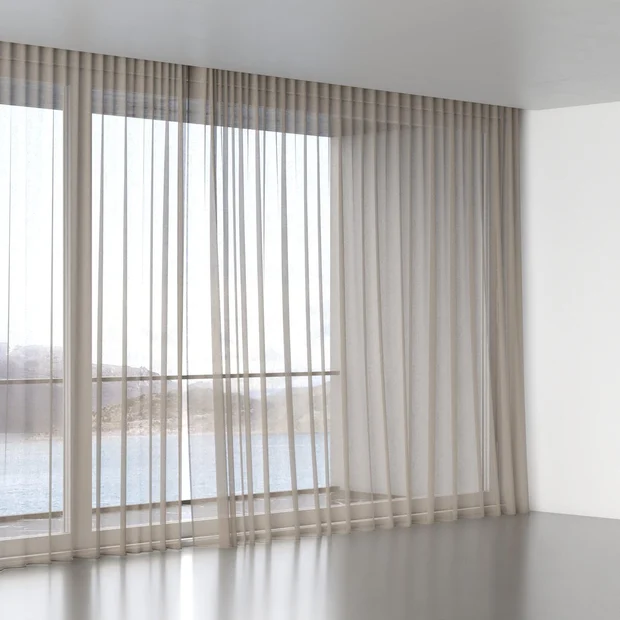 Photo of the fabric Kanji Linen swatch by James Dunlop. Use for Sheer Curtains. Style of Plain, Sheer
